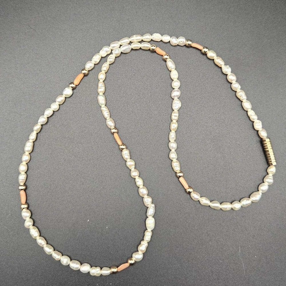 Freshwater Pearl and Pink Beaded Necklace - Picture 3 of 6